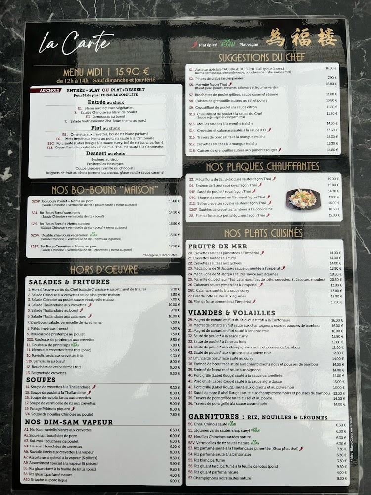 L'Auberge du Bonheur - Scan Menu 1